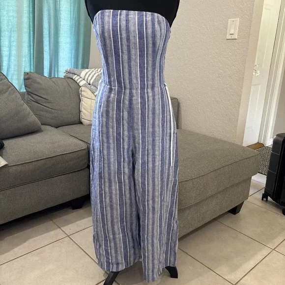 Club Monaco Allentin Linen Blend Jumpsuit Strapless Wide Leg Size 2 - Picture 5 of 13
